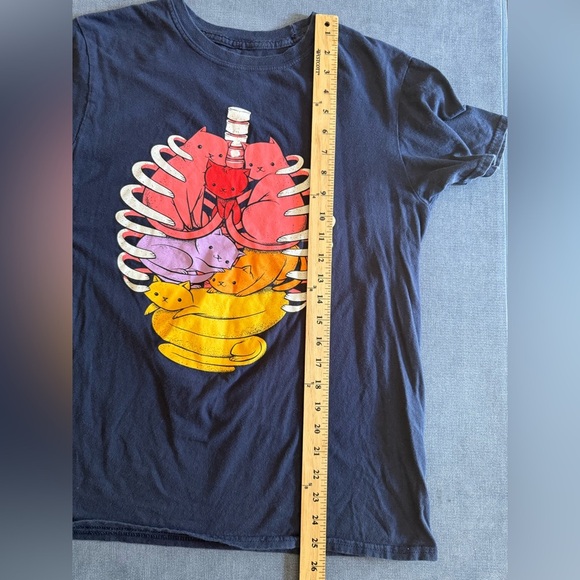 Black Matter Anatomicat Anatomy Cat Navy T Shirt SZ M Short Sleeve 100% Cotton - Picture 6 of 6
